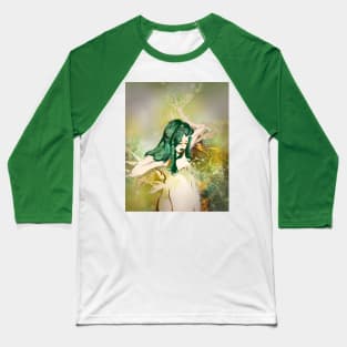 Dryad tree nymph fairy green maiden leaves autumn Baseball T-Shirt